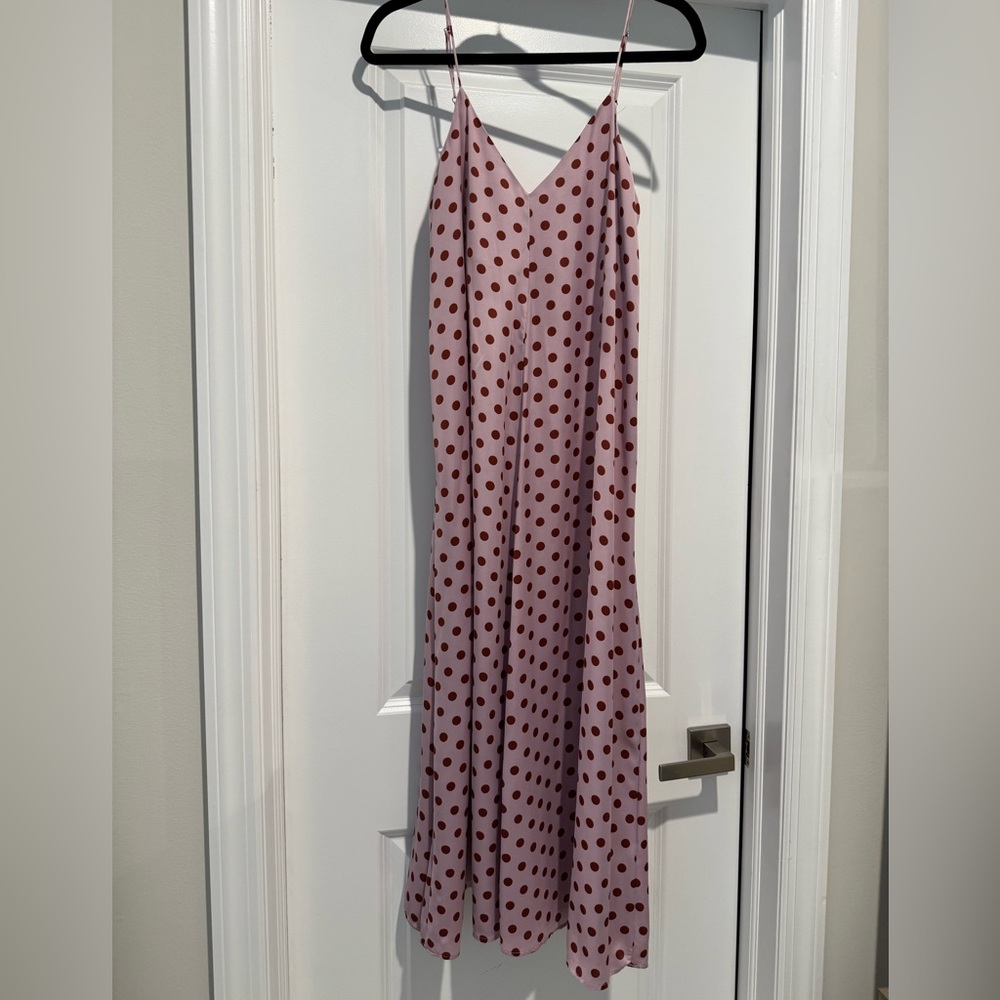 zara pink maxi dress red polka dots